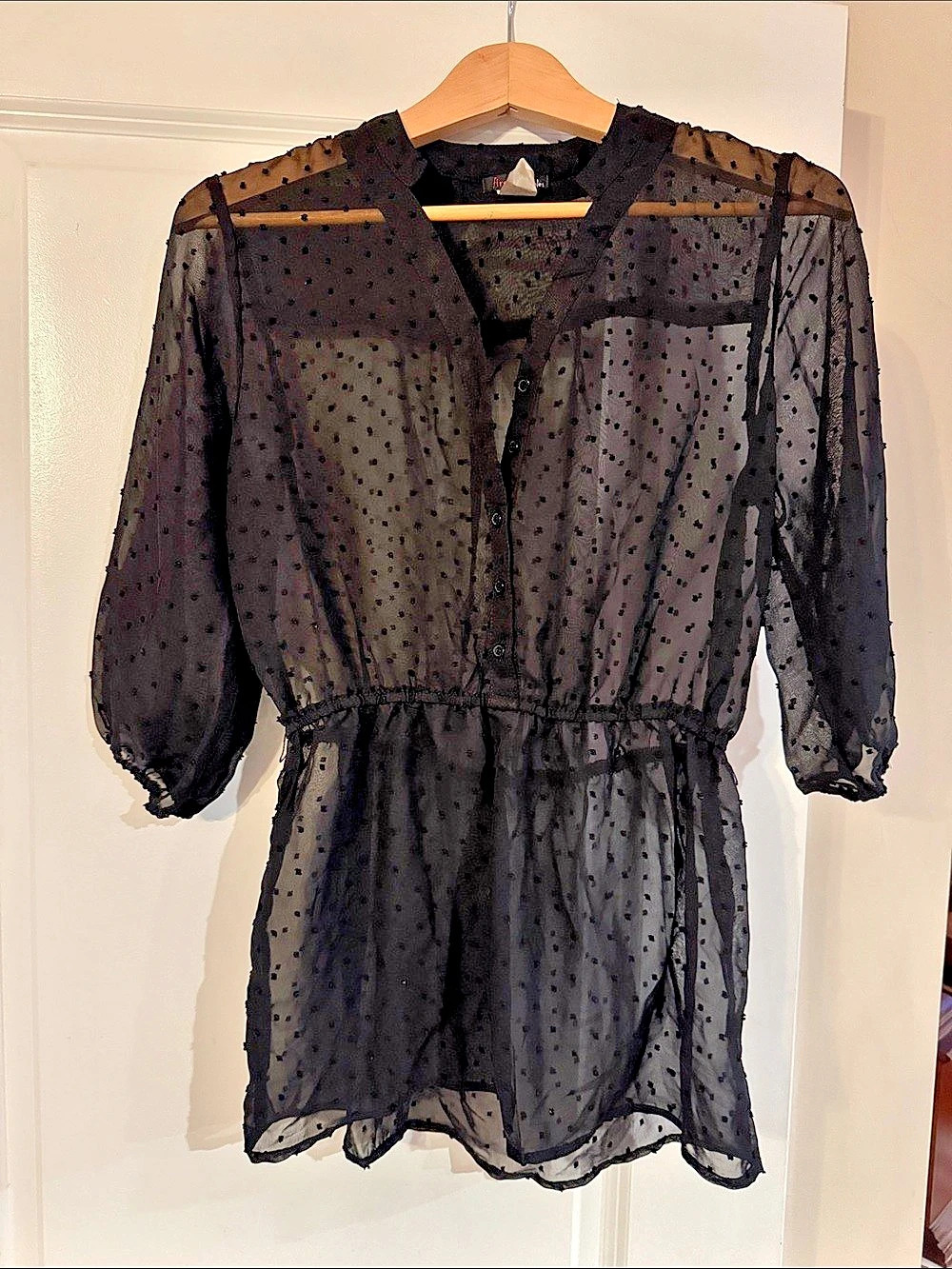 Fire Los Angeles Polka Dot Blouse in Black Like New size S